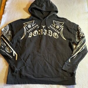 Marcelo Burlon County of Milan Team Sonido Black Graphic Print Hoodie Mens XL